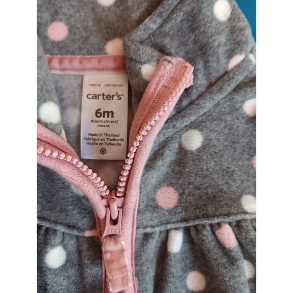 vest 6 months New Carters sweater fleece gray polka dots Baby Girls - Picture 4 of 4